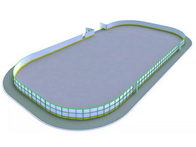Хоккейная коробка из стеклопластика толщиной 5 мм, с обычными бортами, без ограждения из сетки